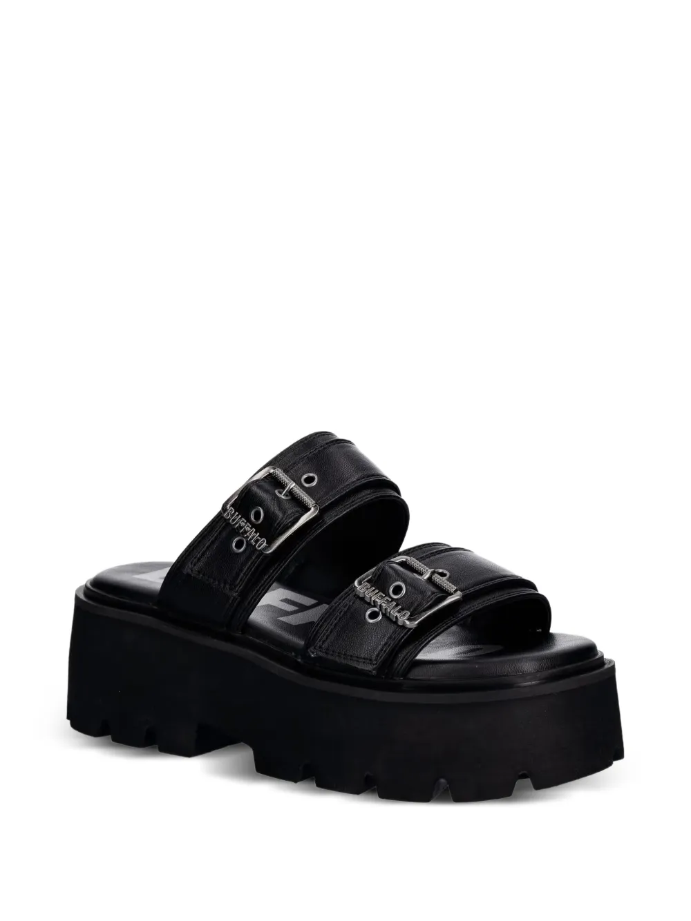 Buffalo Brake Two Strap buckle-fastening platform sandals Zwart