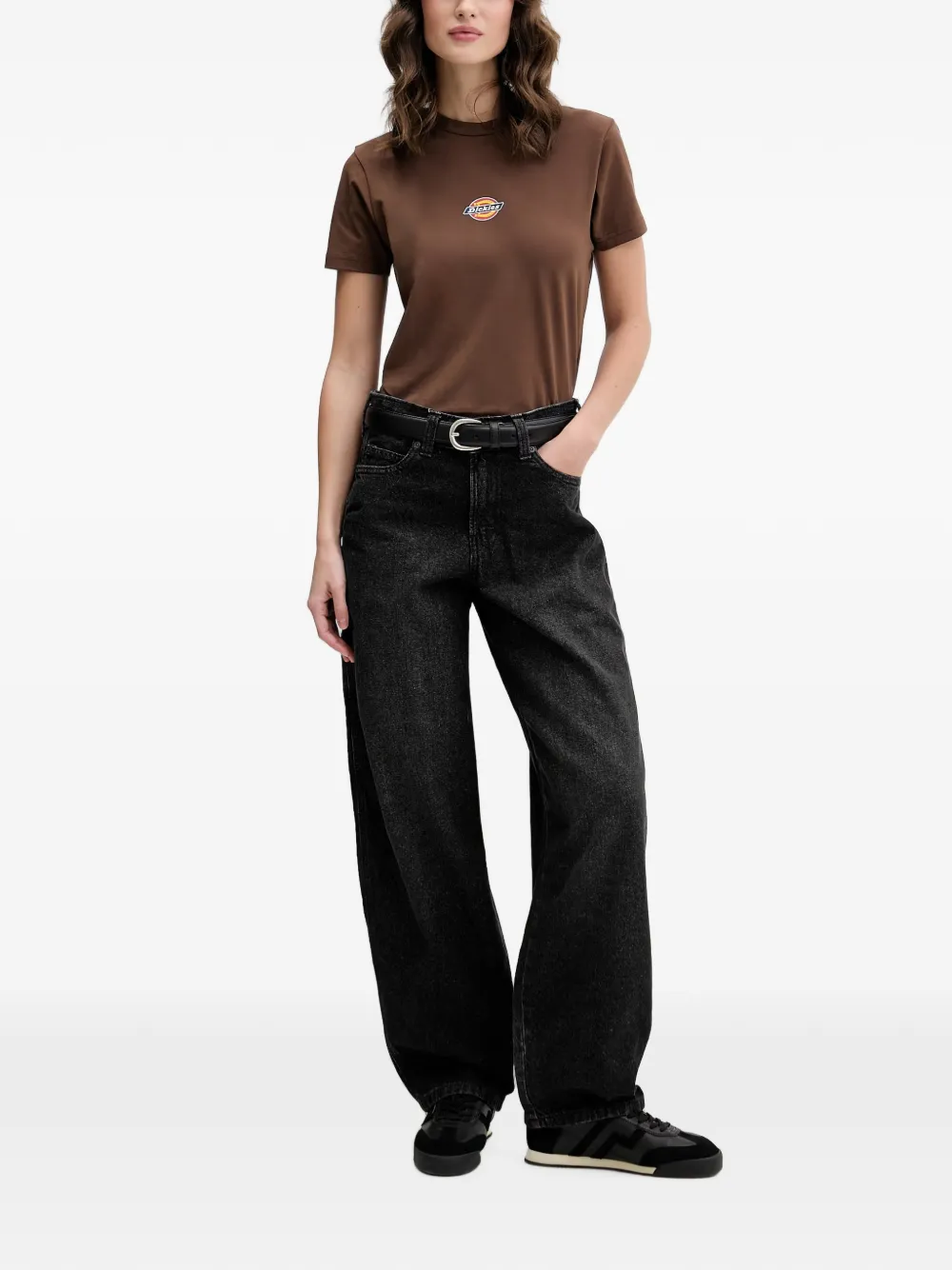 DICKIES 957 jeans met logopatch en wijde pijpen Zwart