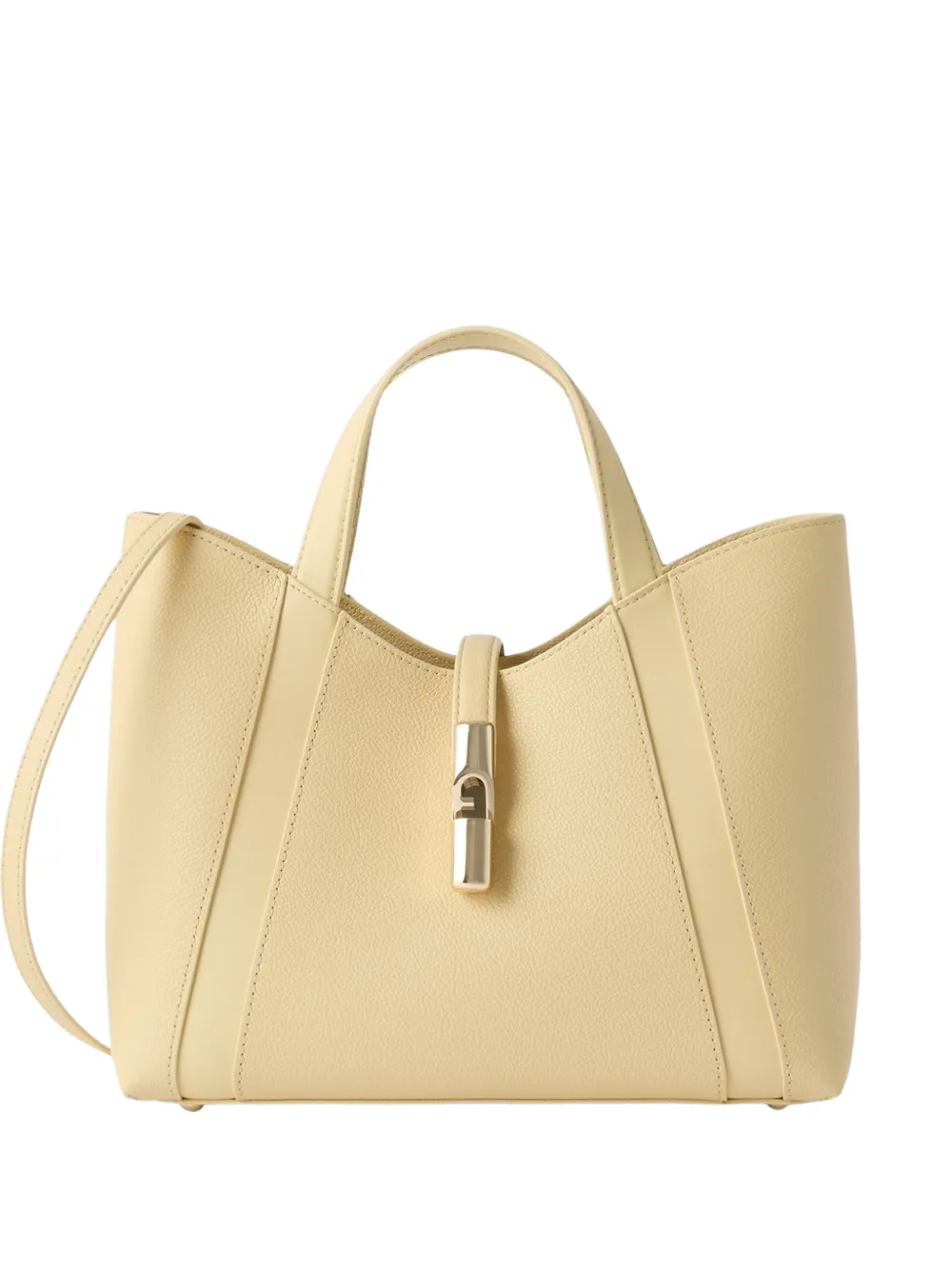 Furla Goccia Grained Leather Tote Bag In Yellow