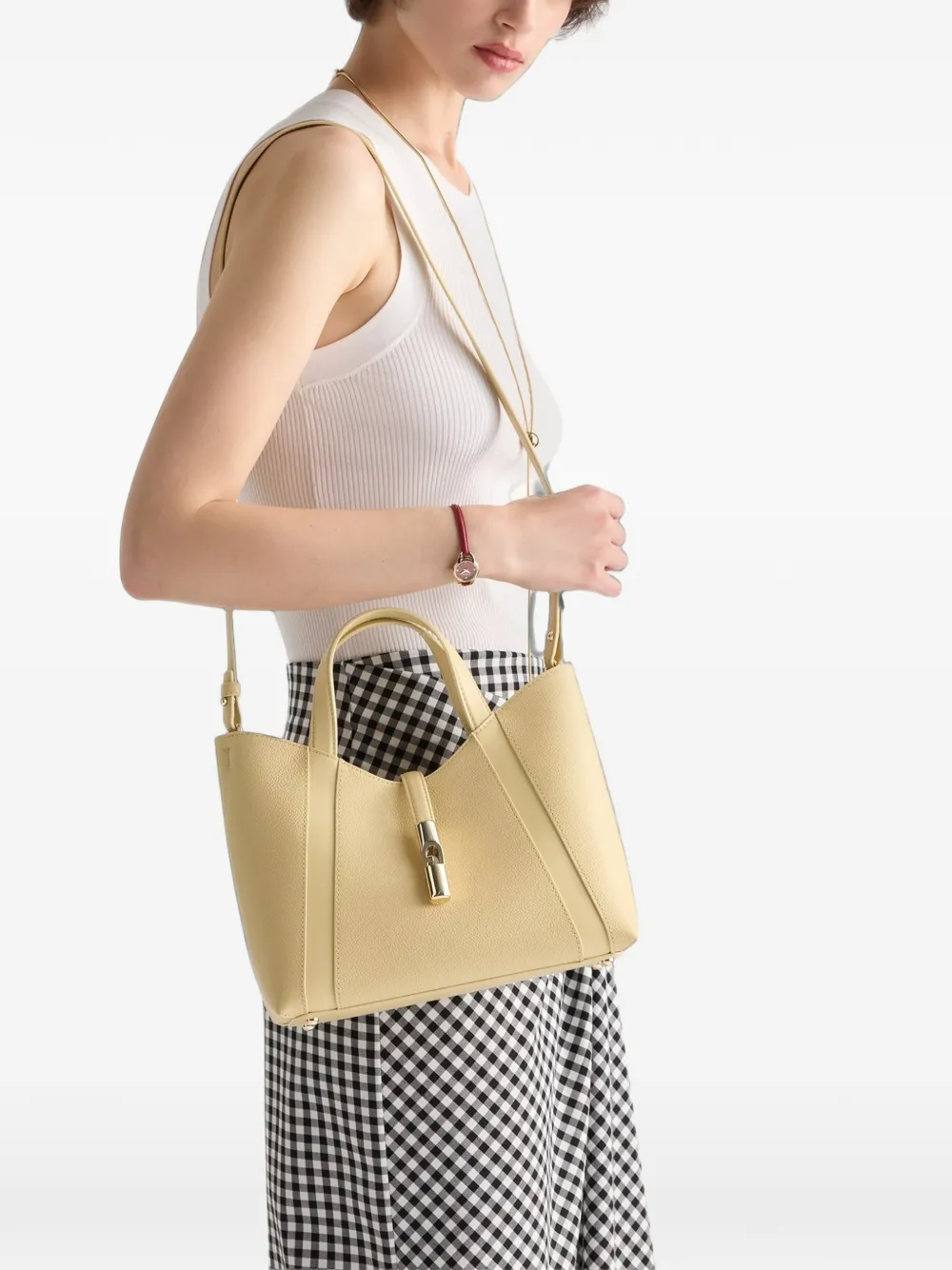 Furla Goccia bewerkte leren shopper Beige
