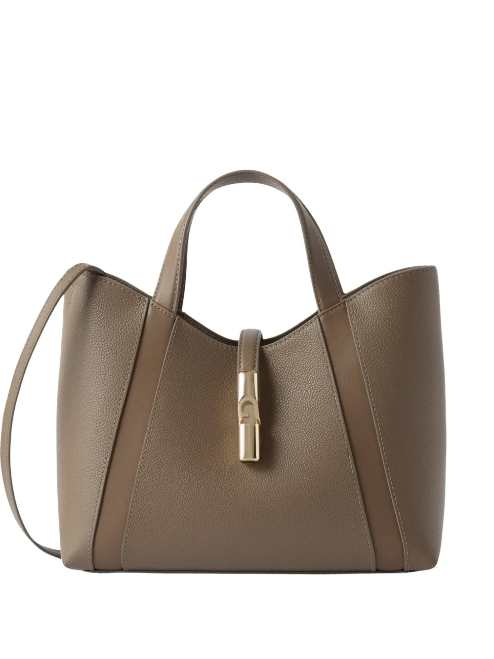 Furla Goccia Grained Leather Tote Bag In Brown