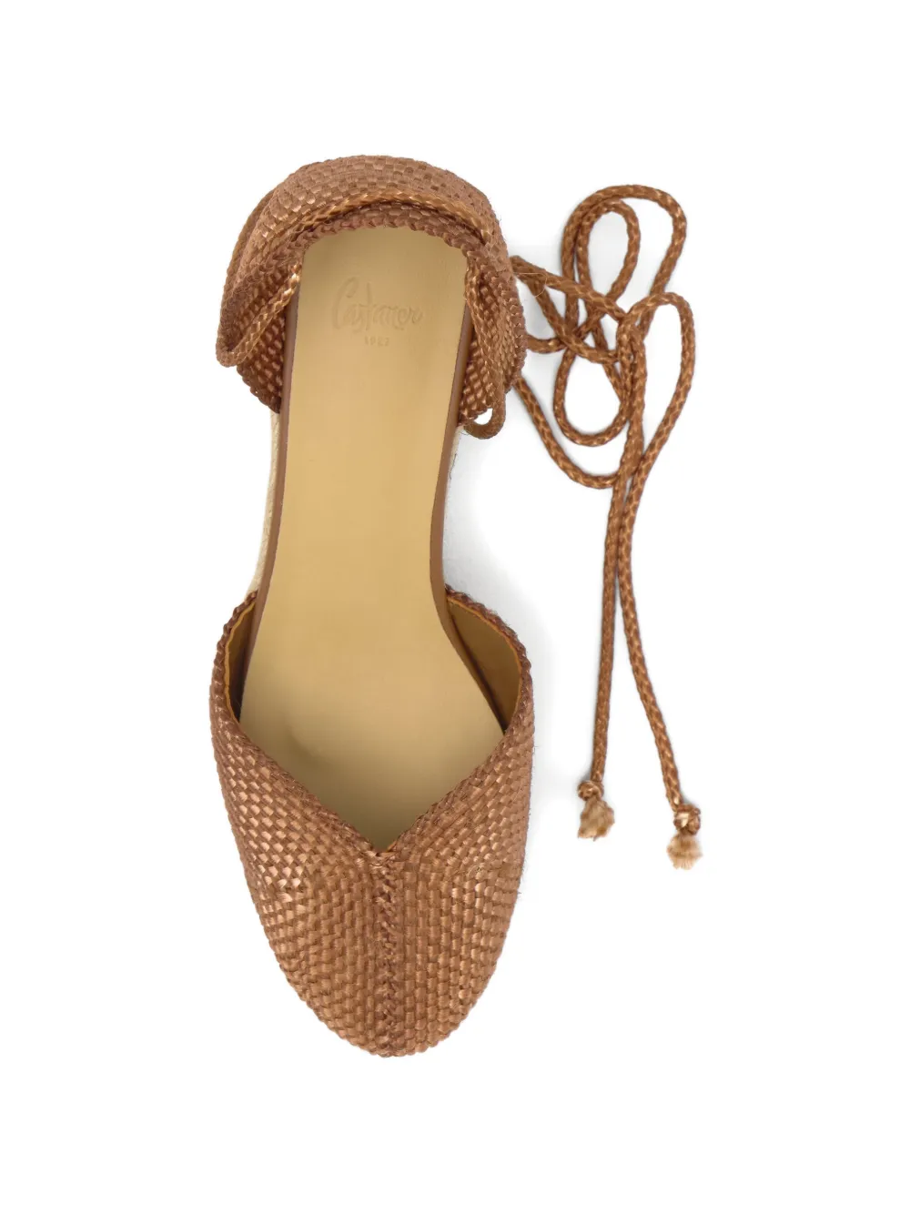 Castañer Cora espadrilles met striksluiting en sleehak Bruin