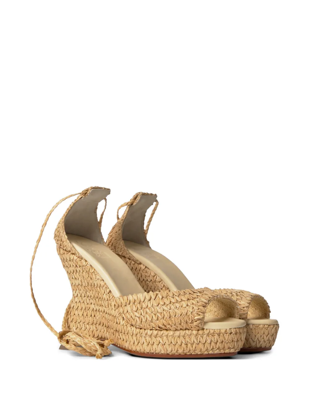Castañer Blanca gevlochten raffia sandalen Beige