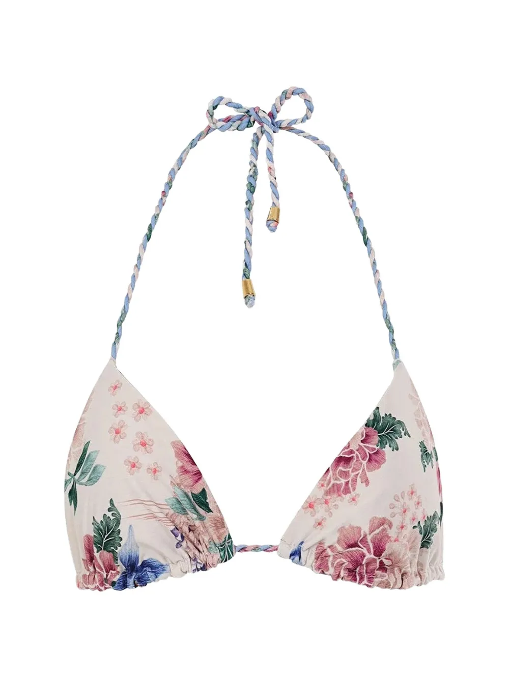Agua Bendita Tammy floral-print braided-strap bikini top - Bianco