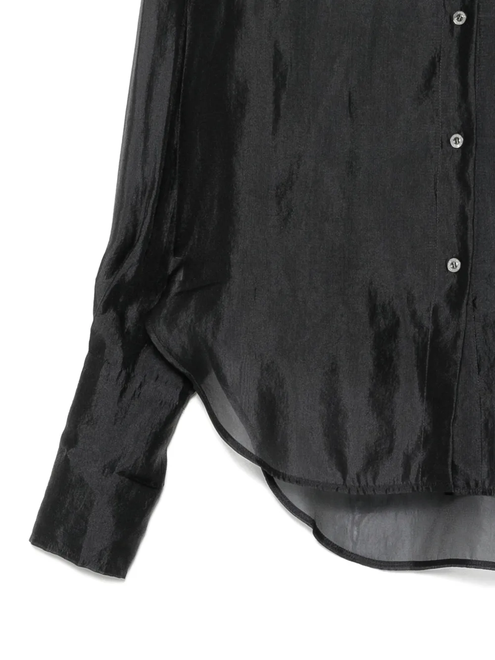 System Camicia Semi Trasparente - Nero 