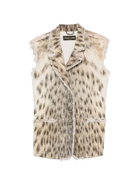 Roberto Cavalli Vintage 2000s animal-print frayed jacket
