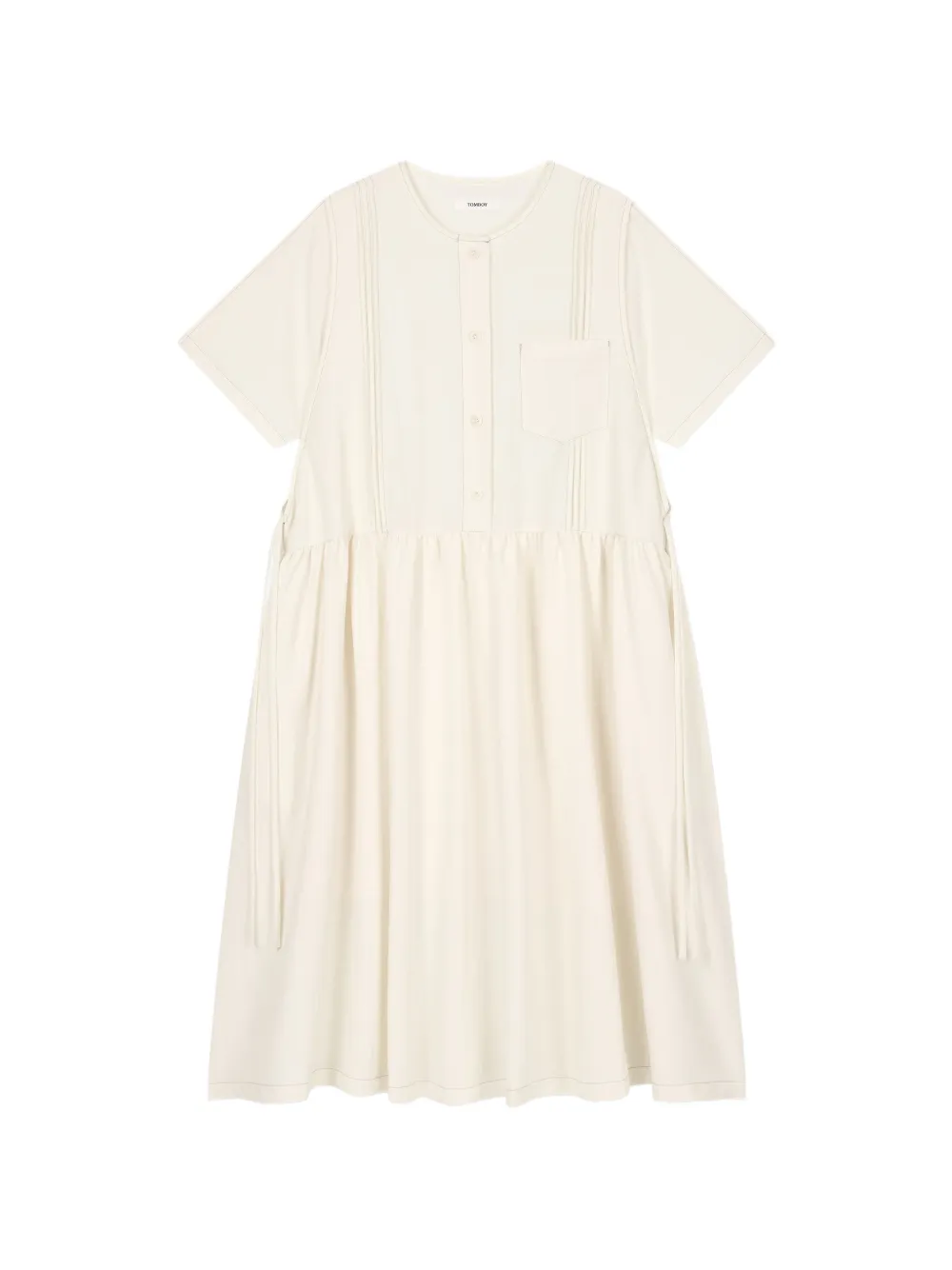 TOMBOY pintuck-detail chest-pocket A-line midi dress - Toni neutri