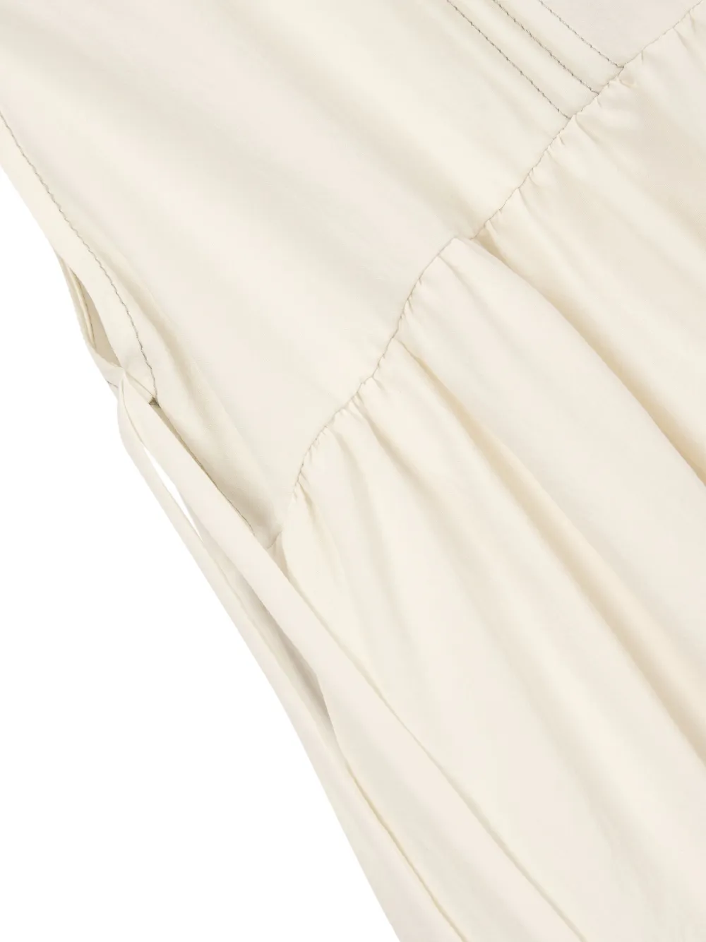 TOMBOY A-lijn midi-jurk met borstzak en gesmockt detail Beige