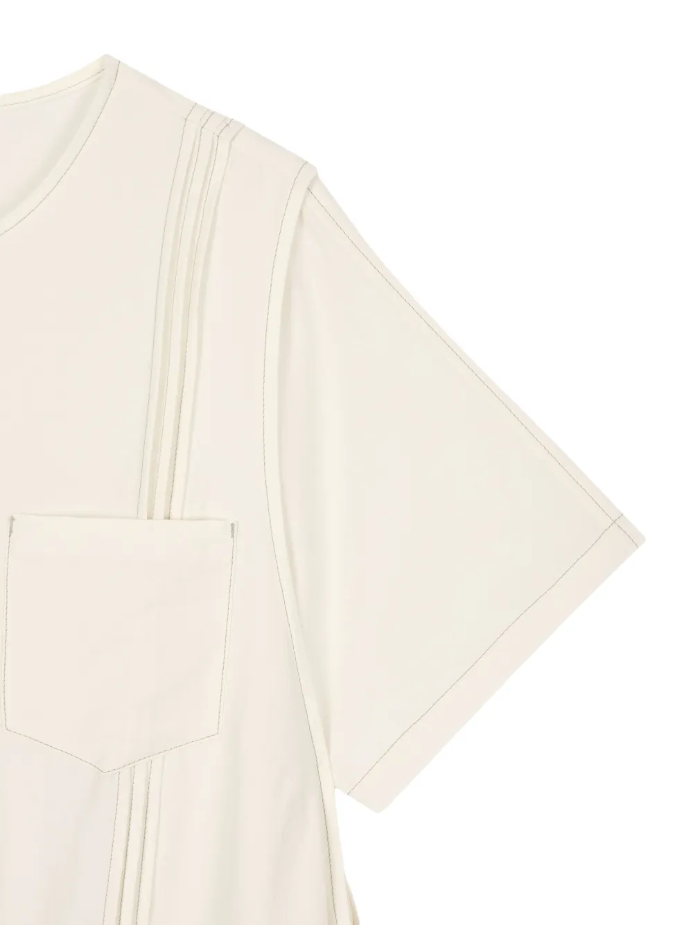 TOMBOY A-lijn midi-jurk met borstzak en gesmockt detail Beige
