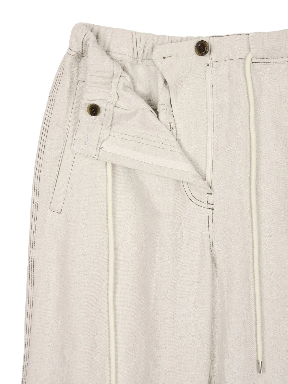 TOMBOY Broek met trekkoord jacquard Beige