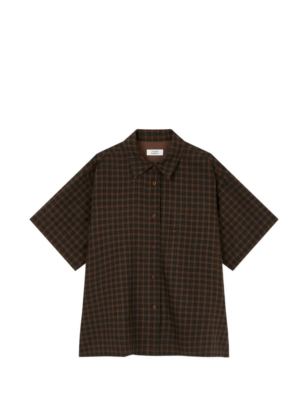 TOMBOY check short-sleeve shirt - Marrone