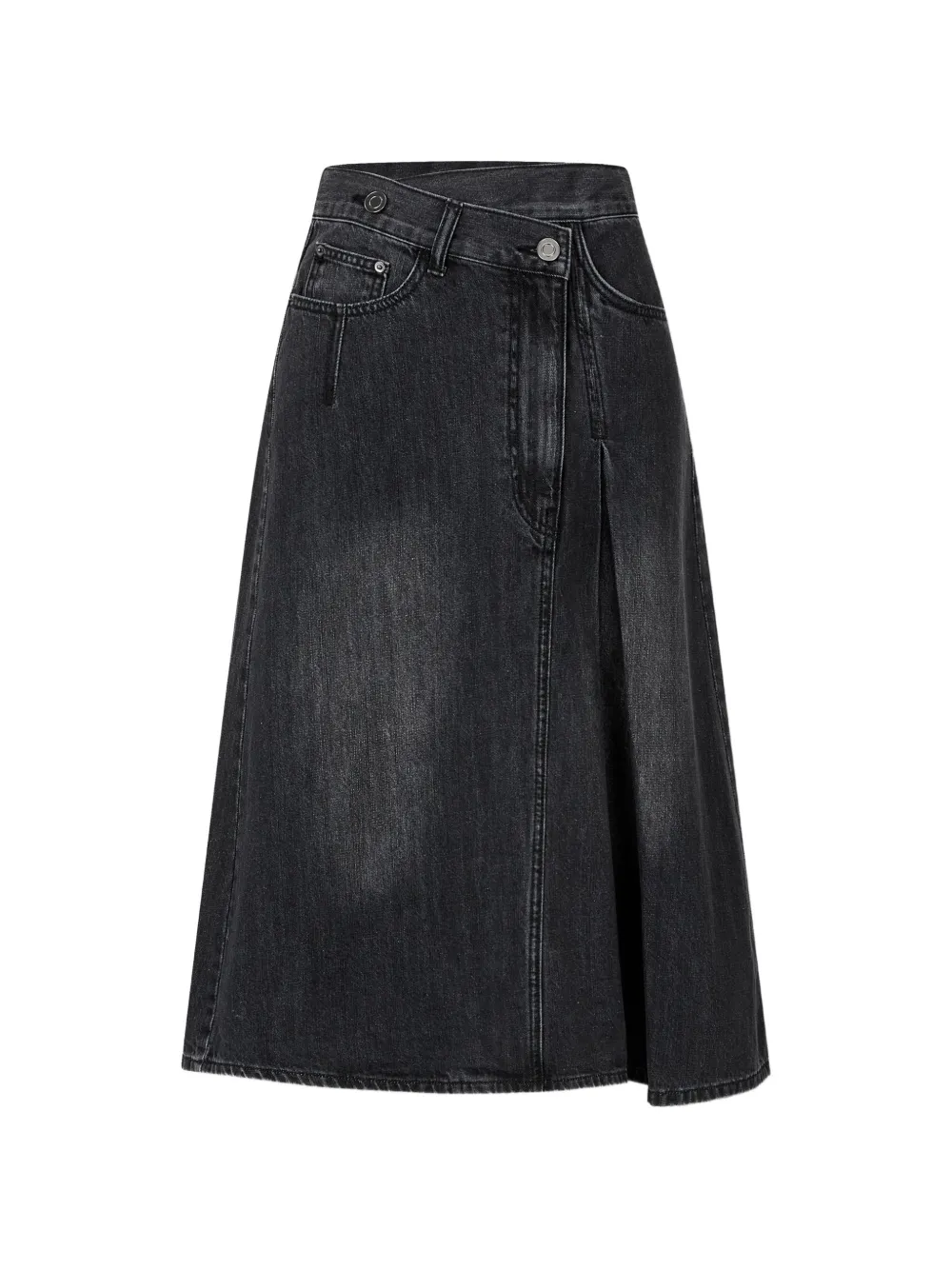 TOMBOY asymmetric-waistband washed mid skirt - Nero