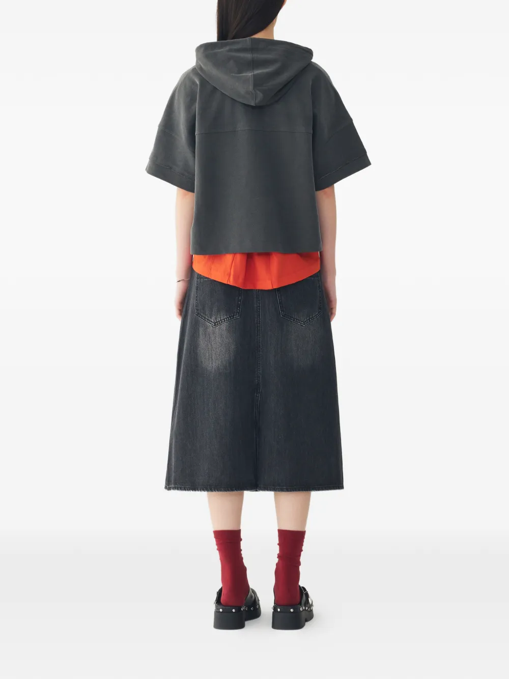 TOMBOY Midi-rok met asymmetrische tailleband Zwart