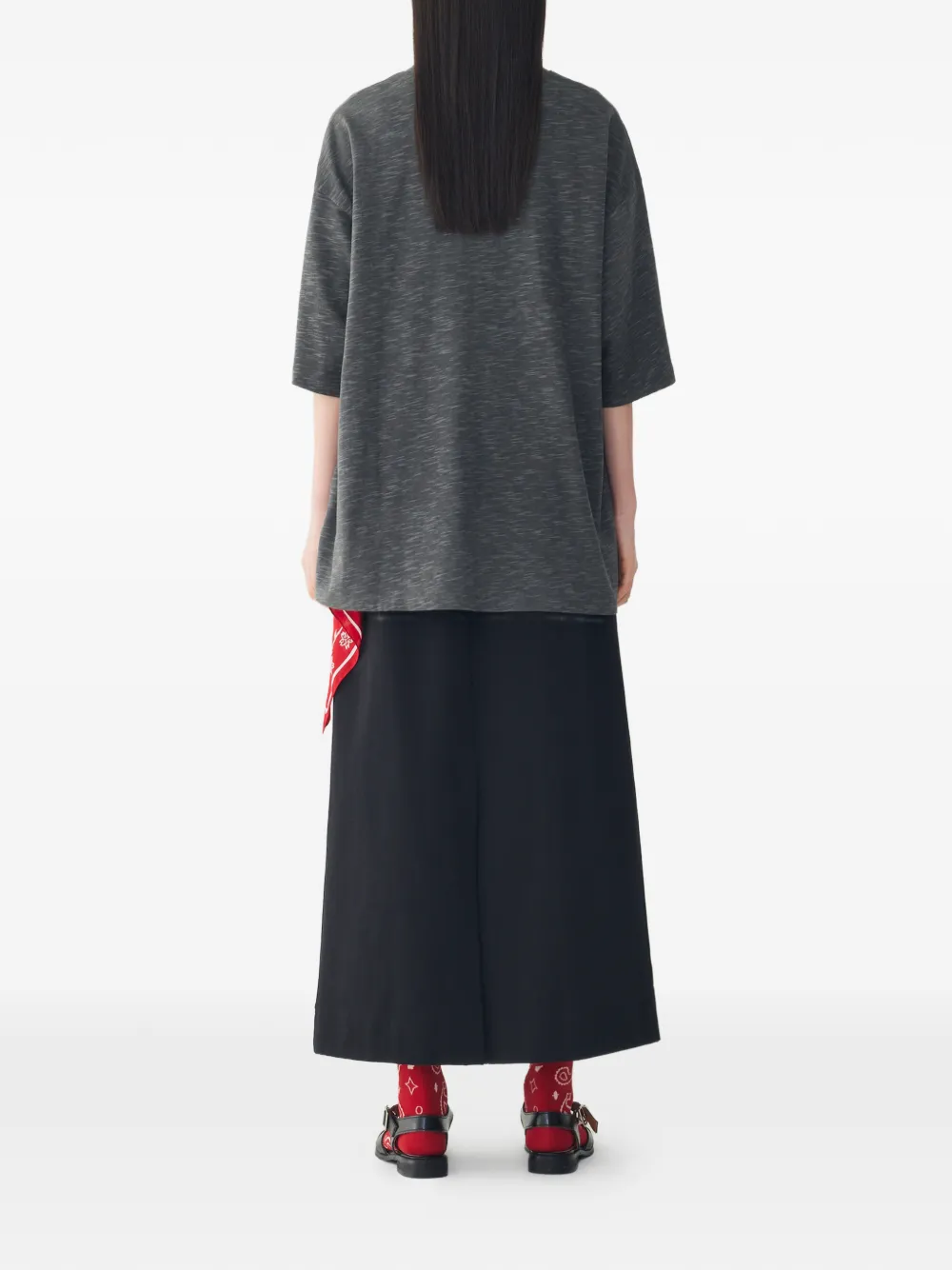TOMBOY Maxi-rok met trekkoordtaille en zak detail Zwart