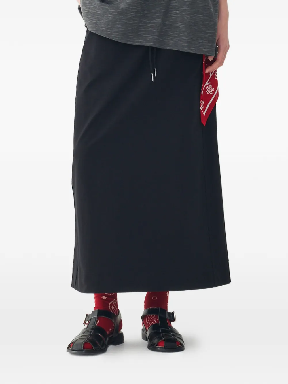 TOMBOY Maxi-rok met trekkoordtaille en zak detail Zwart