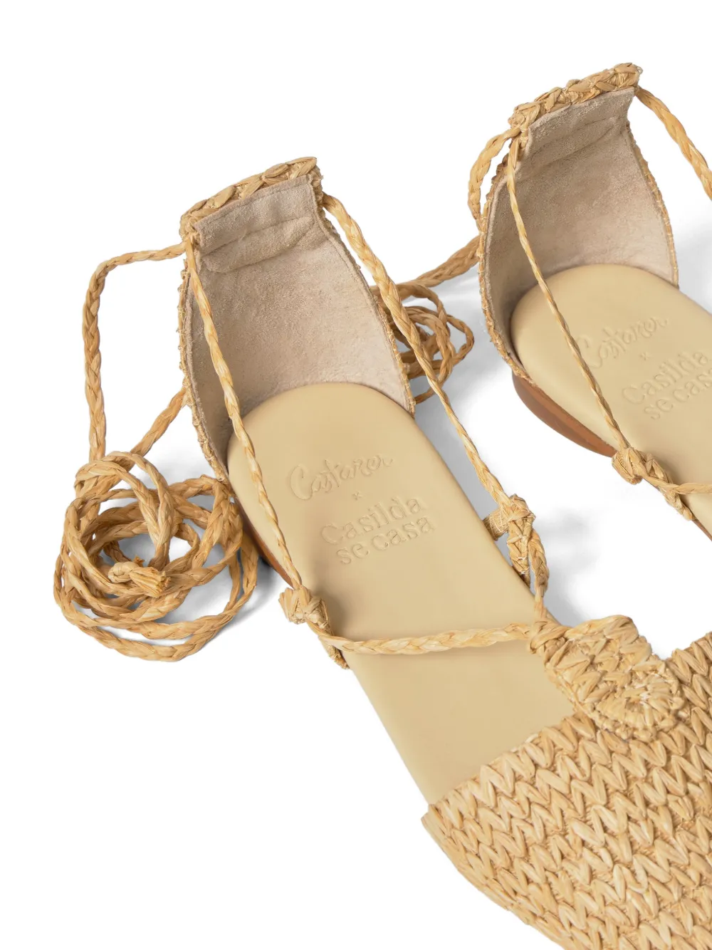 Castañer Gilda gevlochten raffia espadrilles Beige