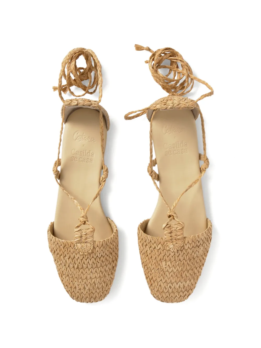Castañer Gilda gevlochten raffia espadrilles Beige