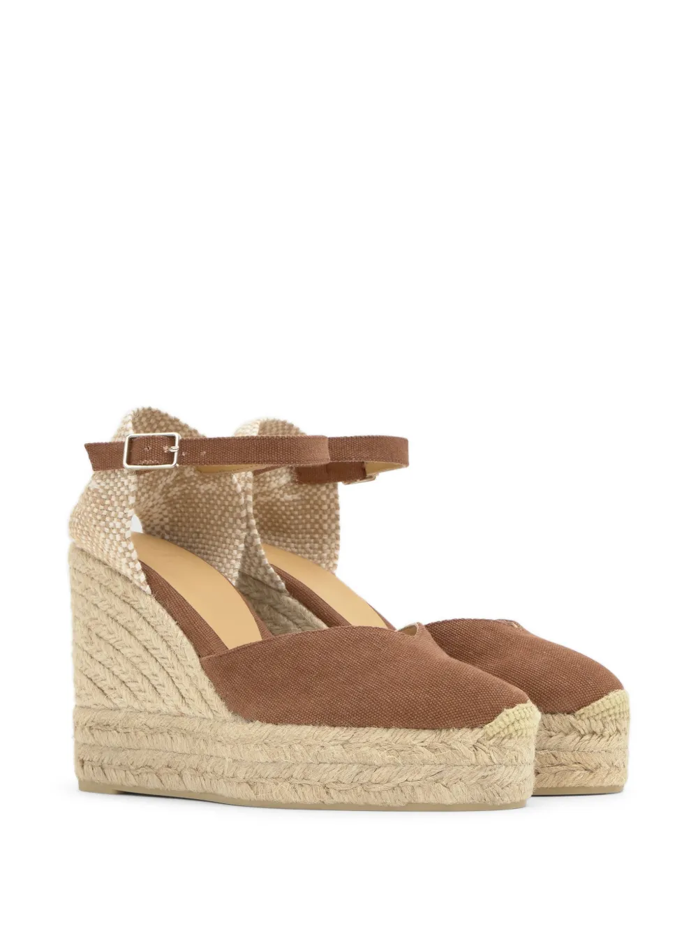 Castañer Chiarita canvas espadrilles met sleehak Bruin