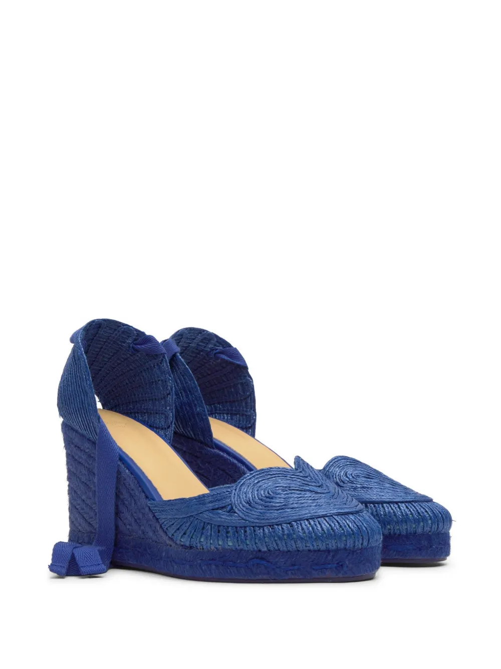 Castañer Cacia espadrilles met sleehak en hartpatroon Blauw