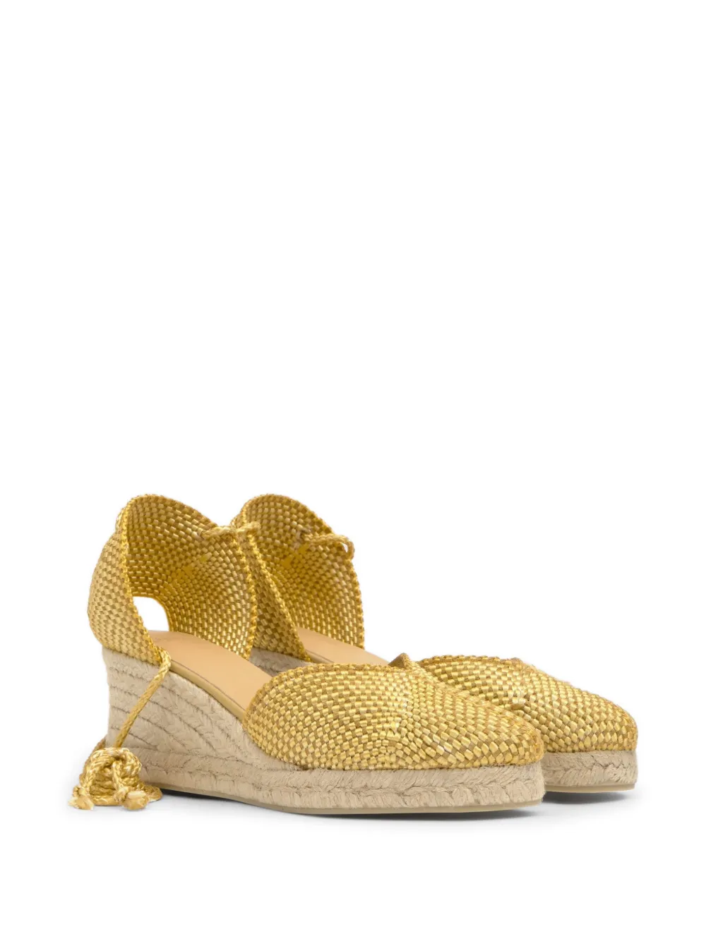 Castañer Cora espadrilles met sleehak Geel