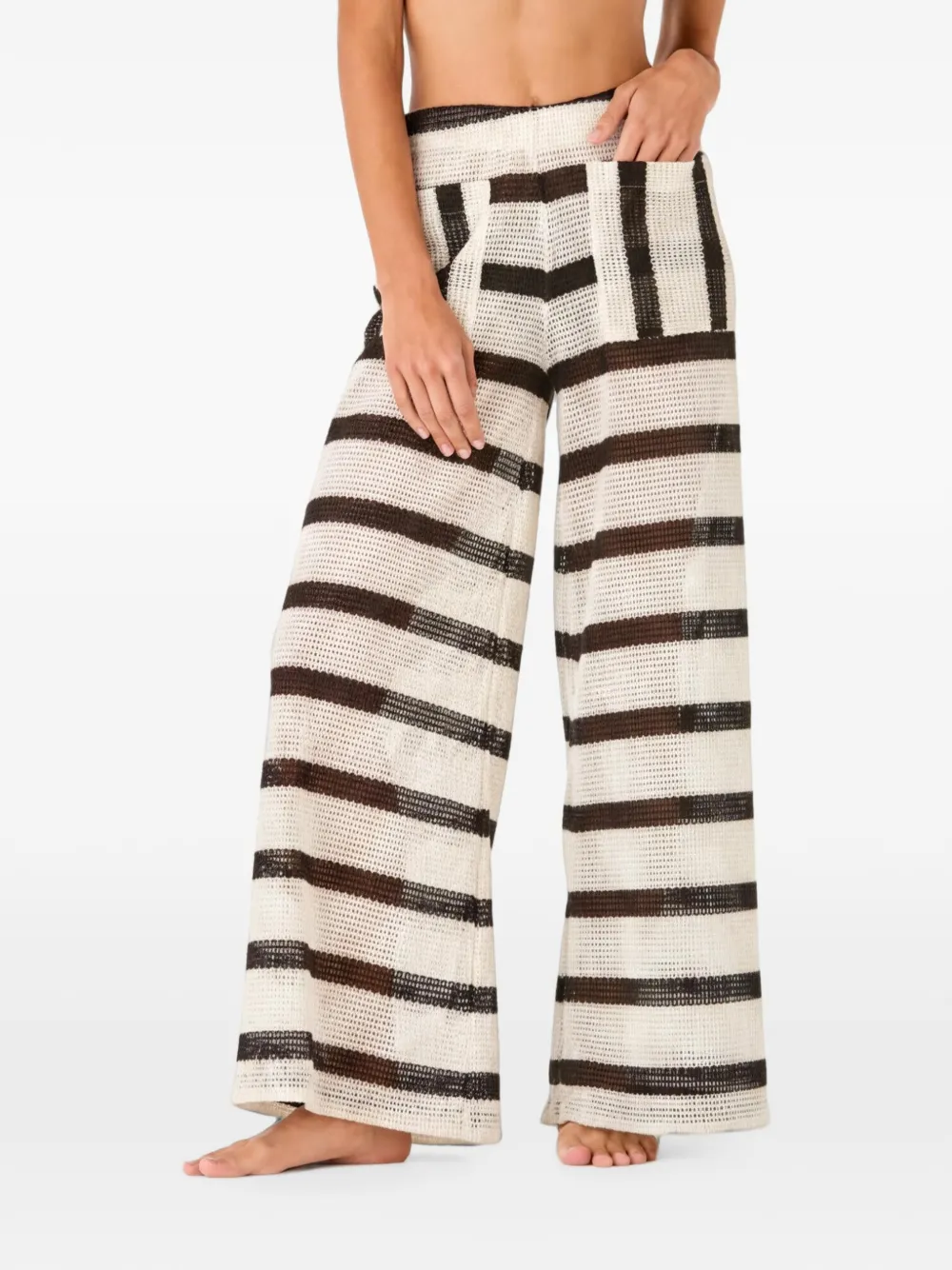 PALMACEA Yera Sahara striped mesh-knit trousers