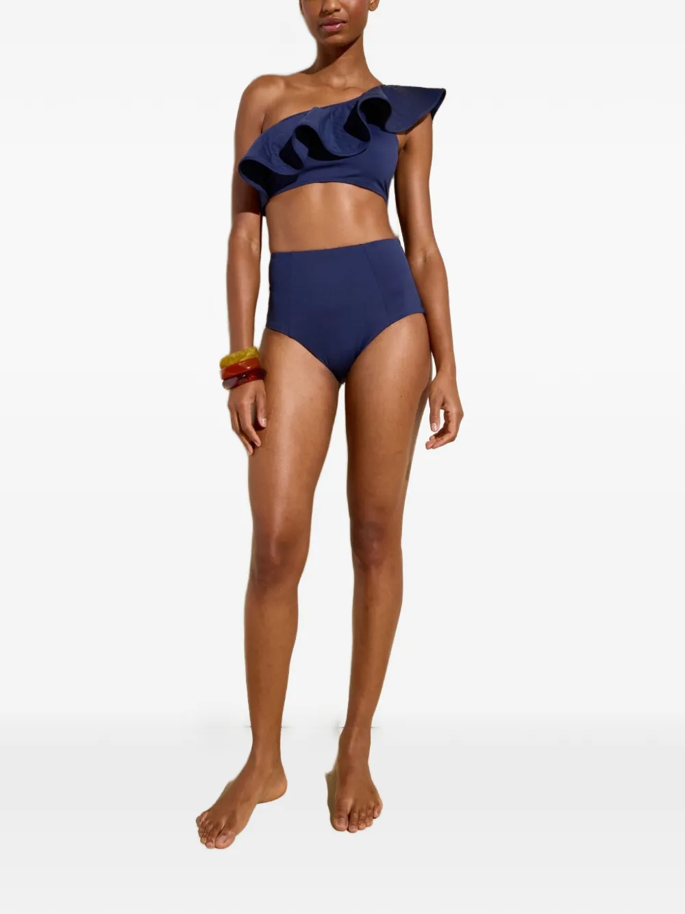 Marie Oliver ruffled one-shoulder bikini - Blu