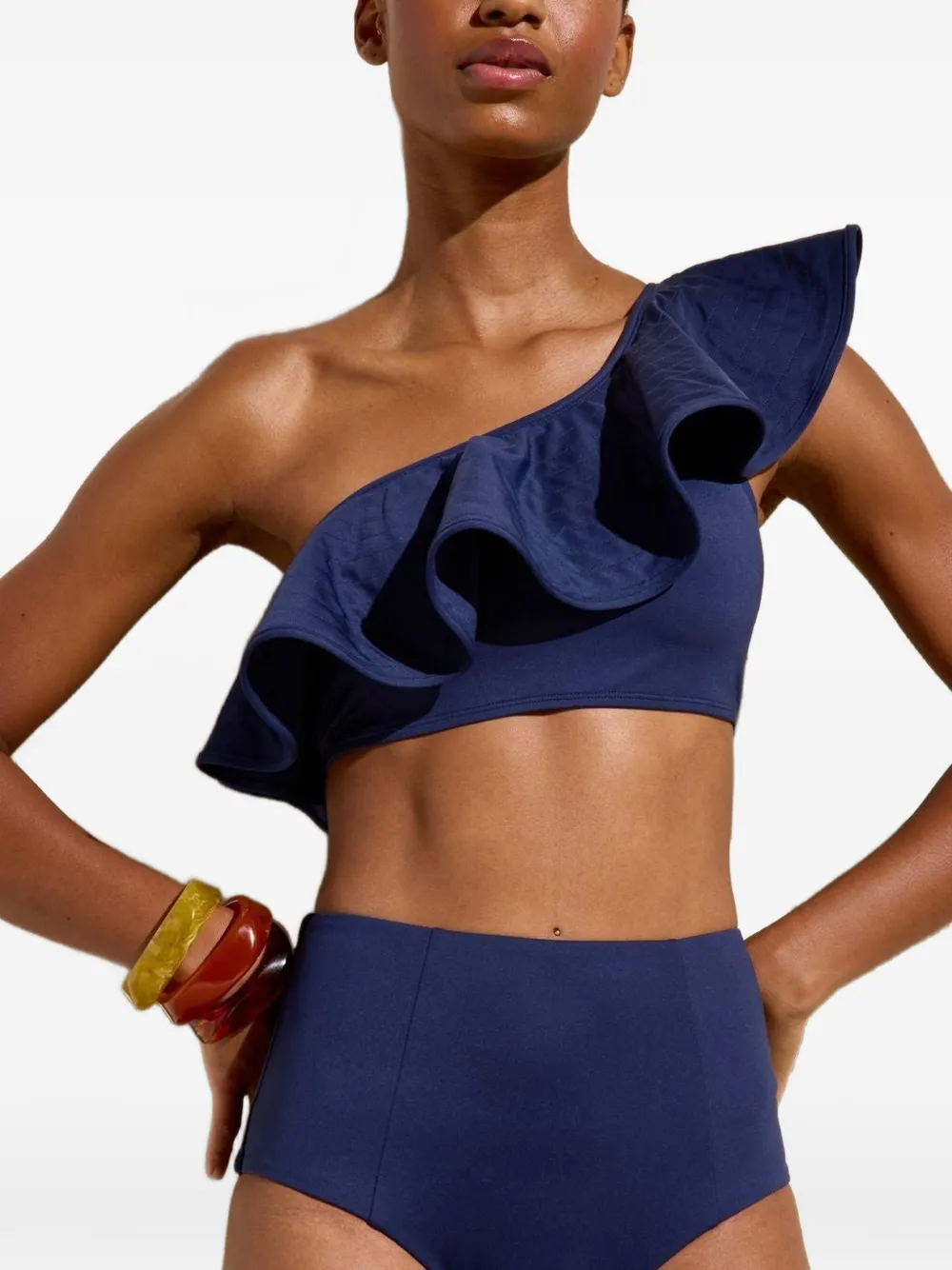 Marie Oliver ruffled one-shoulder bikini - Blu