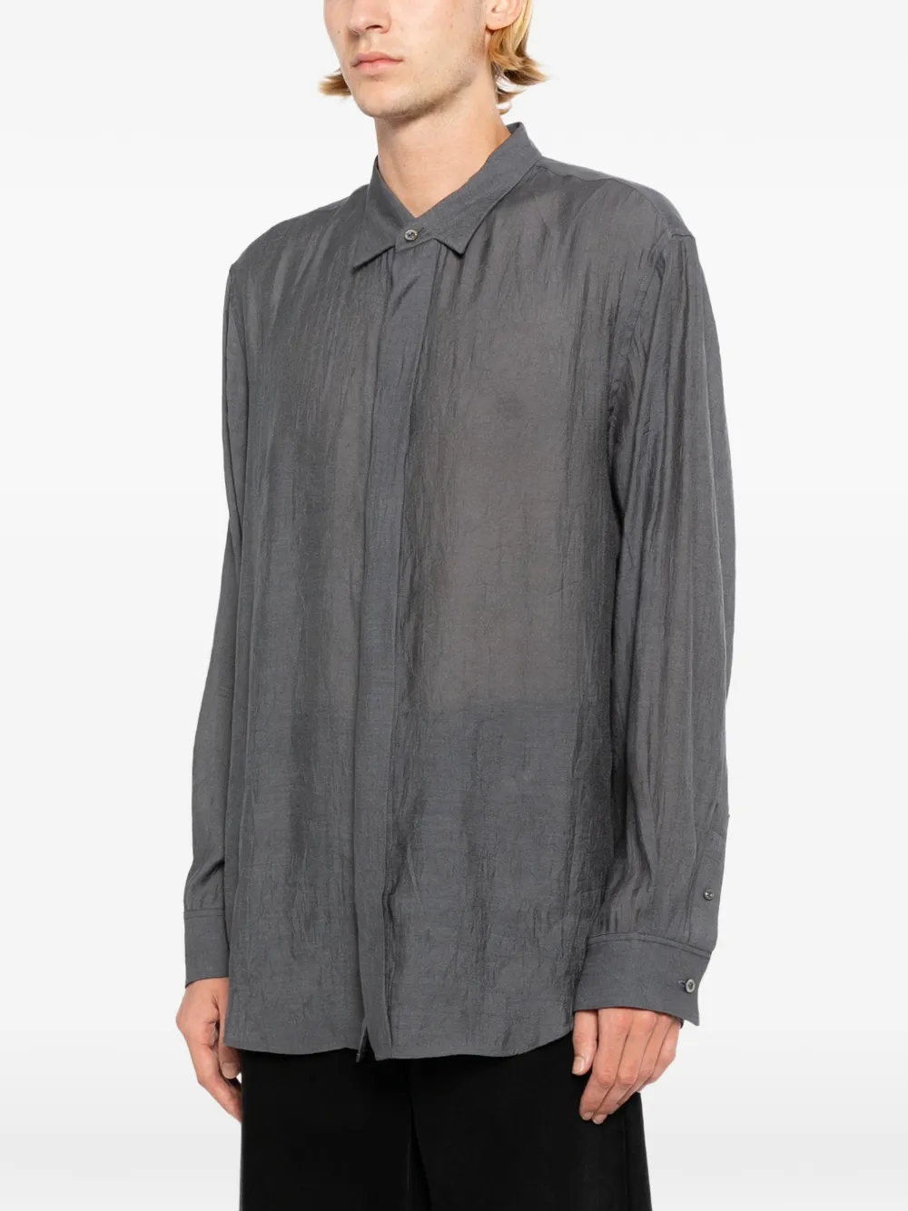  System Camisa Con Botones Ocultos - Gris 