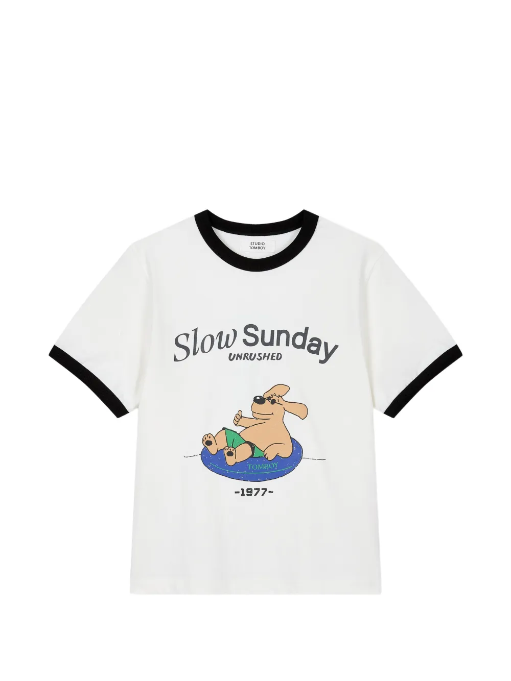 TOMBOY character-print ringer T-shirt · OS