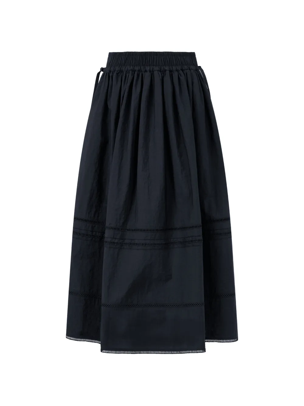 TOMBOY ladder-stitch gathered long skirt - Nero