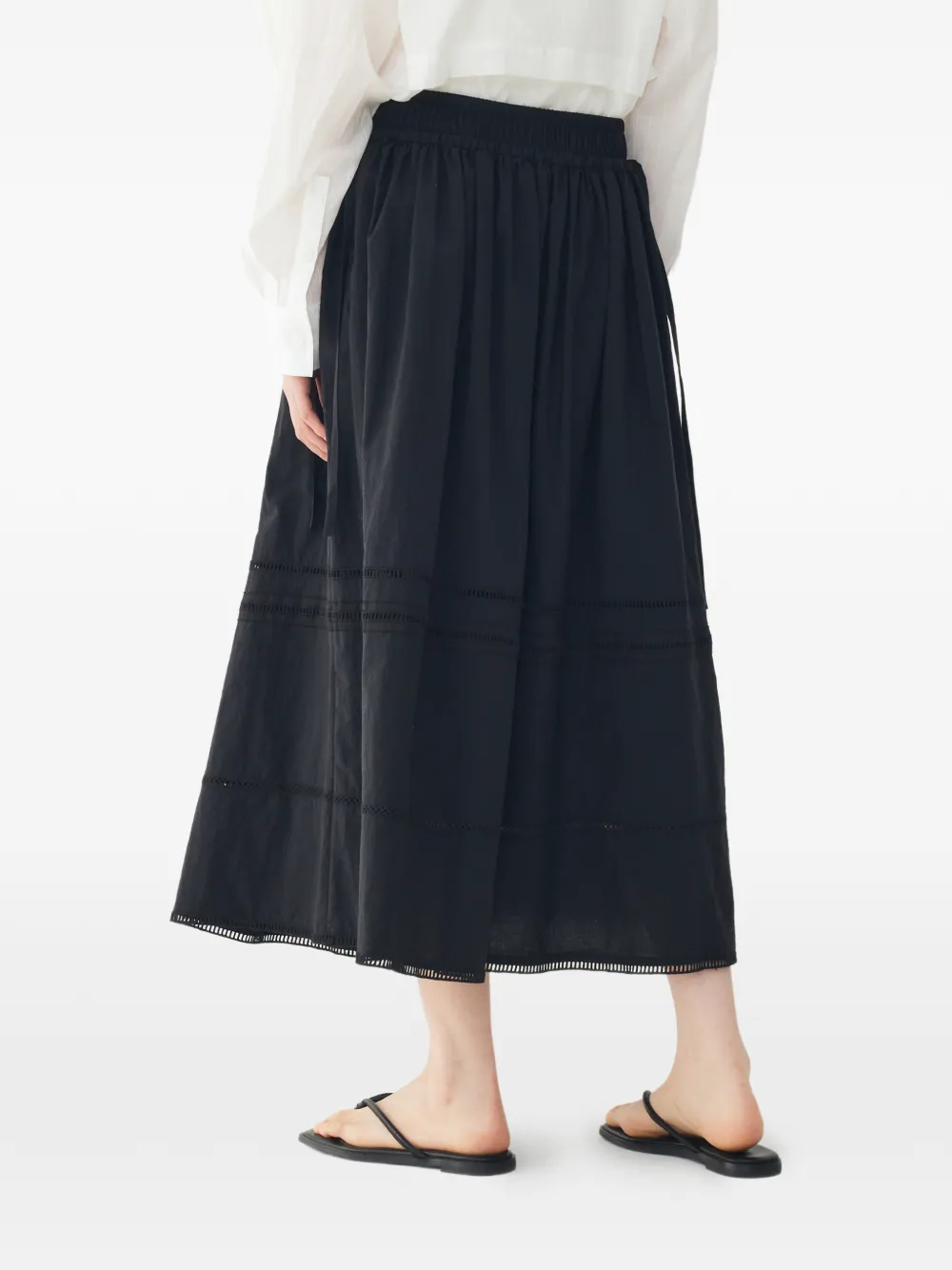 TOMBOY Gesmockte maxi-rok met stiksel Zwart