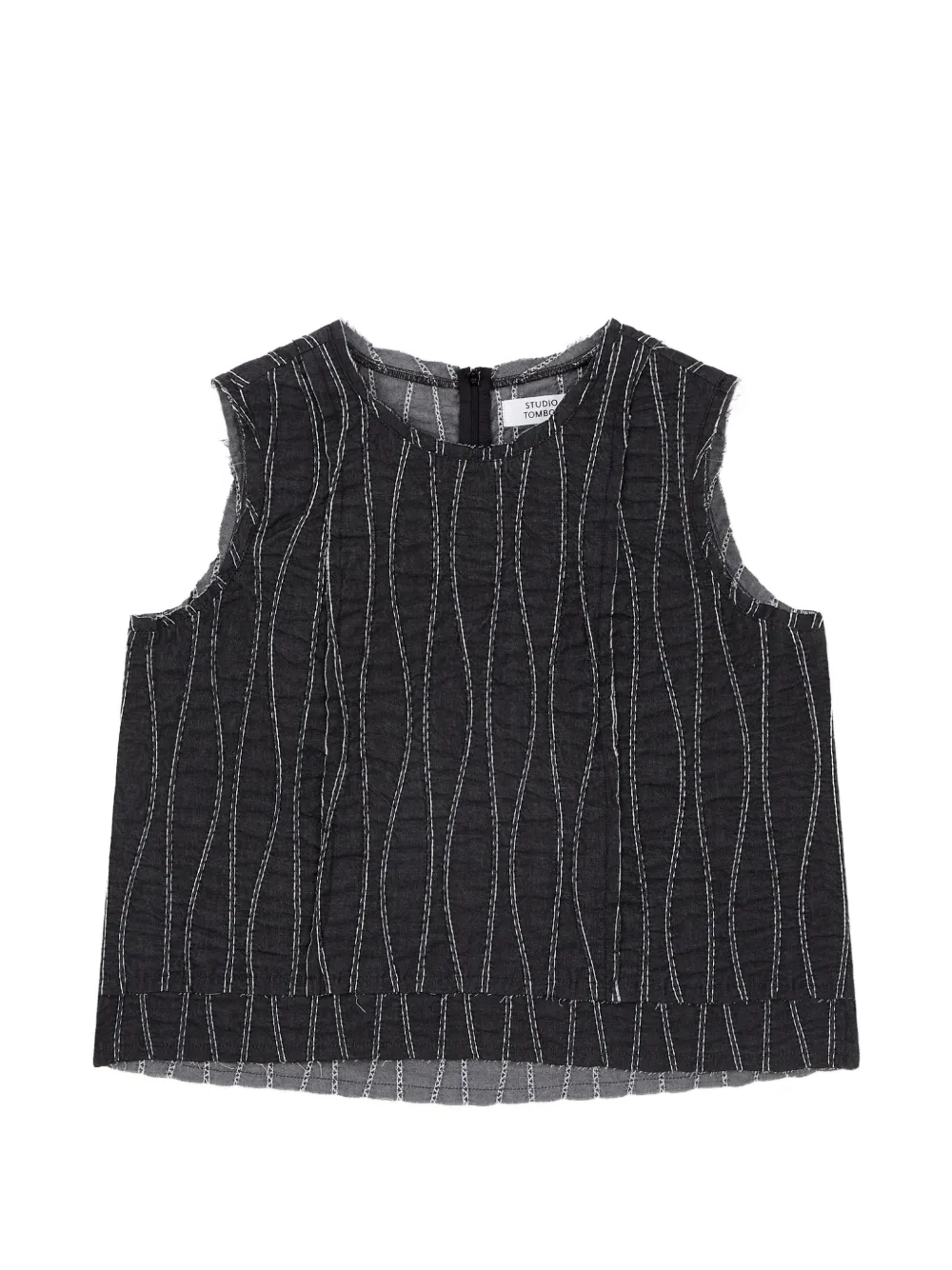 TOMBOY wave-stitch frayed top - Nero