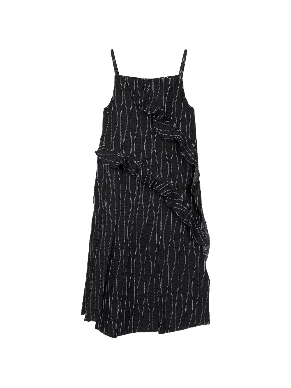 TOMBOY ruffled wave-stitch maxi dress - Nero