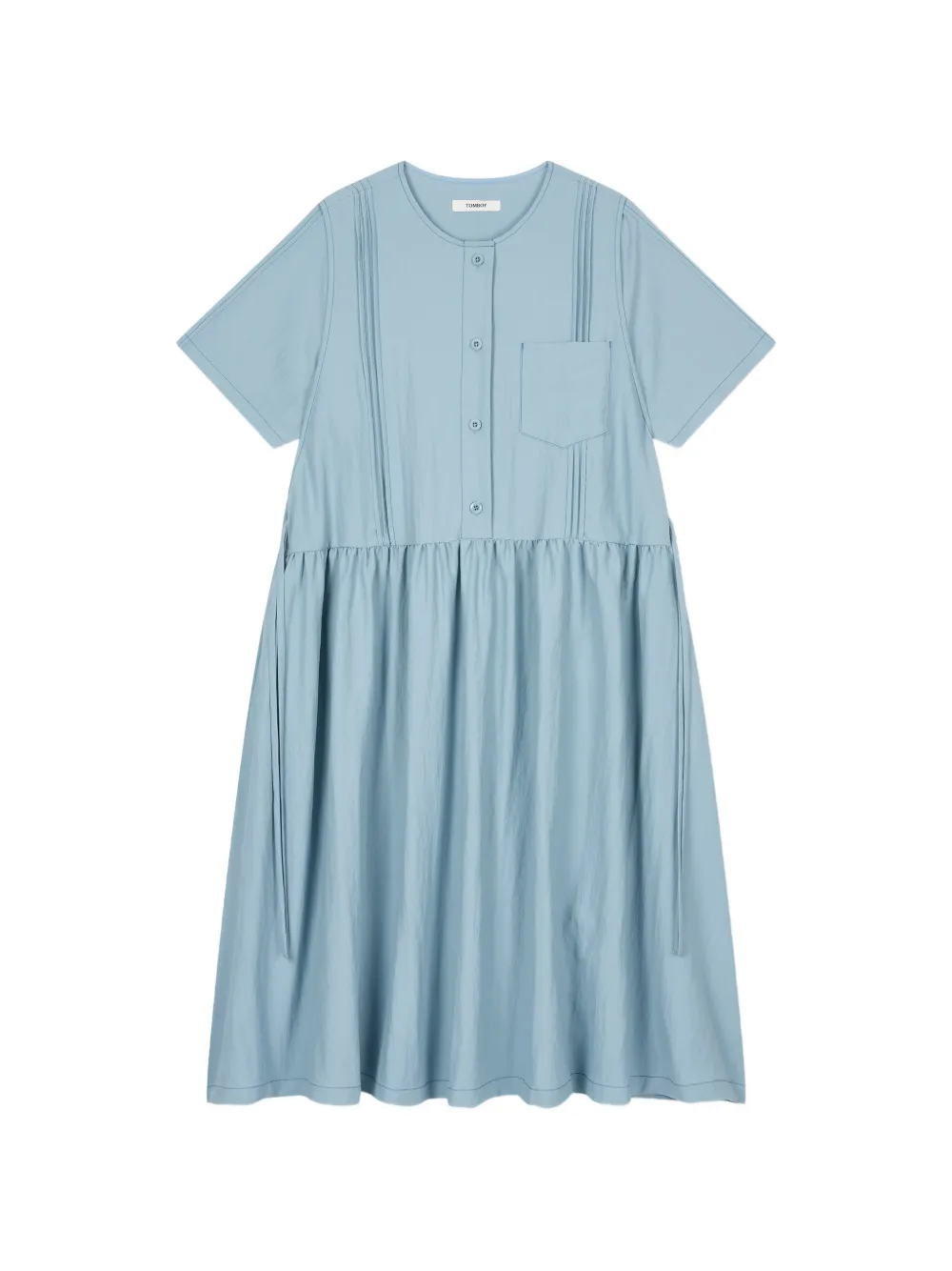 TOMBOY pintuck-detail chest-pocket midi dress - Blu