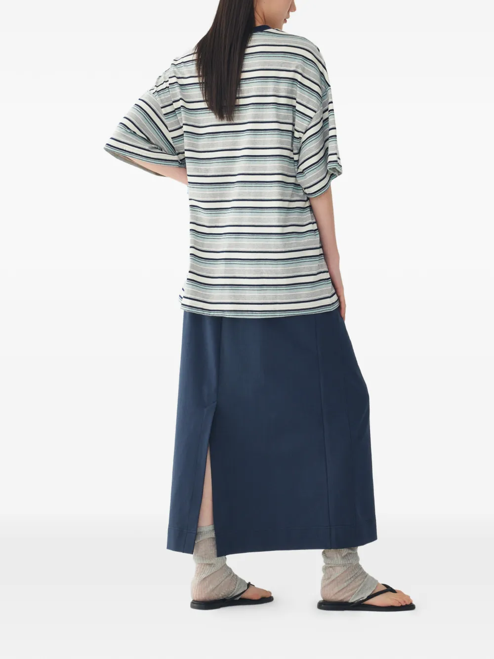 TOMBOY Rok met trekkoordtaille en split Blauw