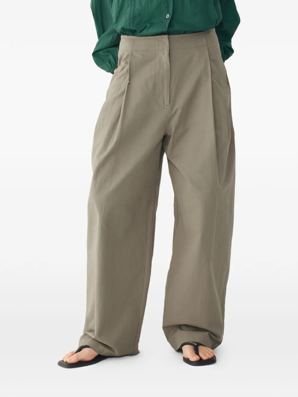 TOMBOY Plooibroek met wijde pijpen Beige