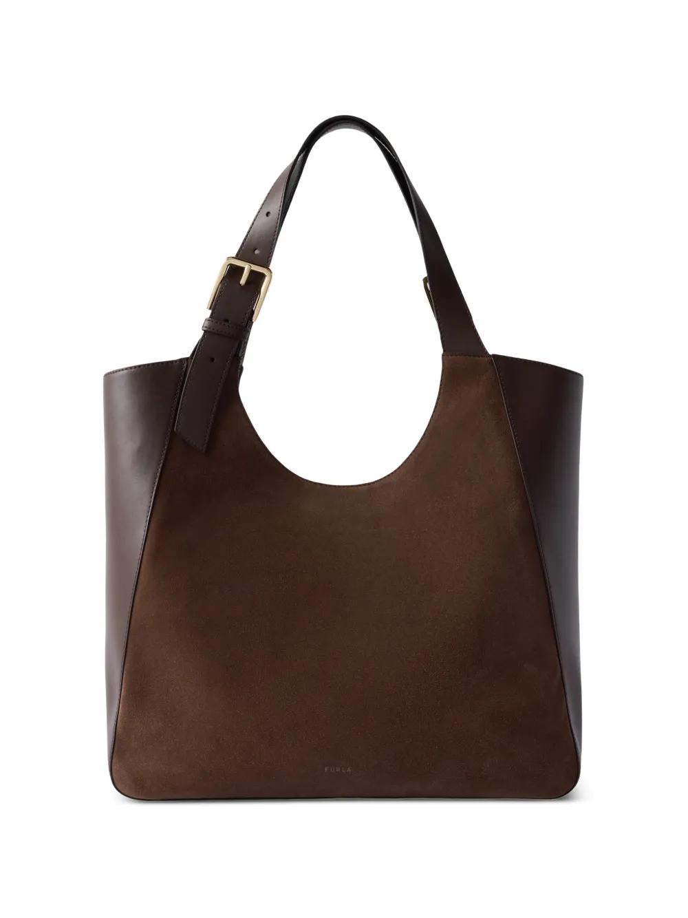 Furla suede-panel leather tote bag L - Marrone