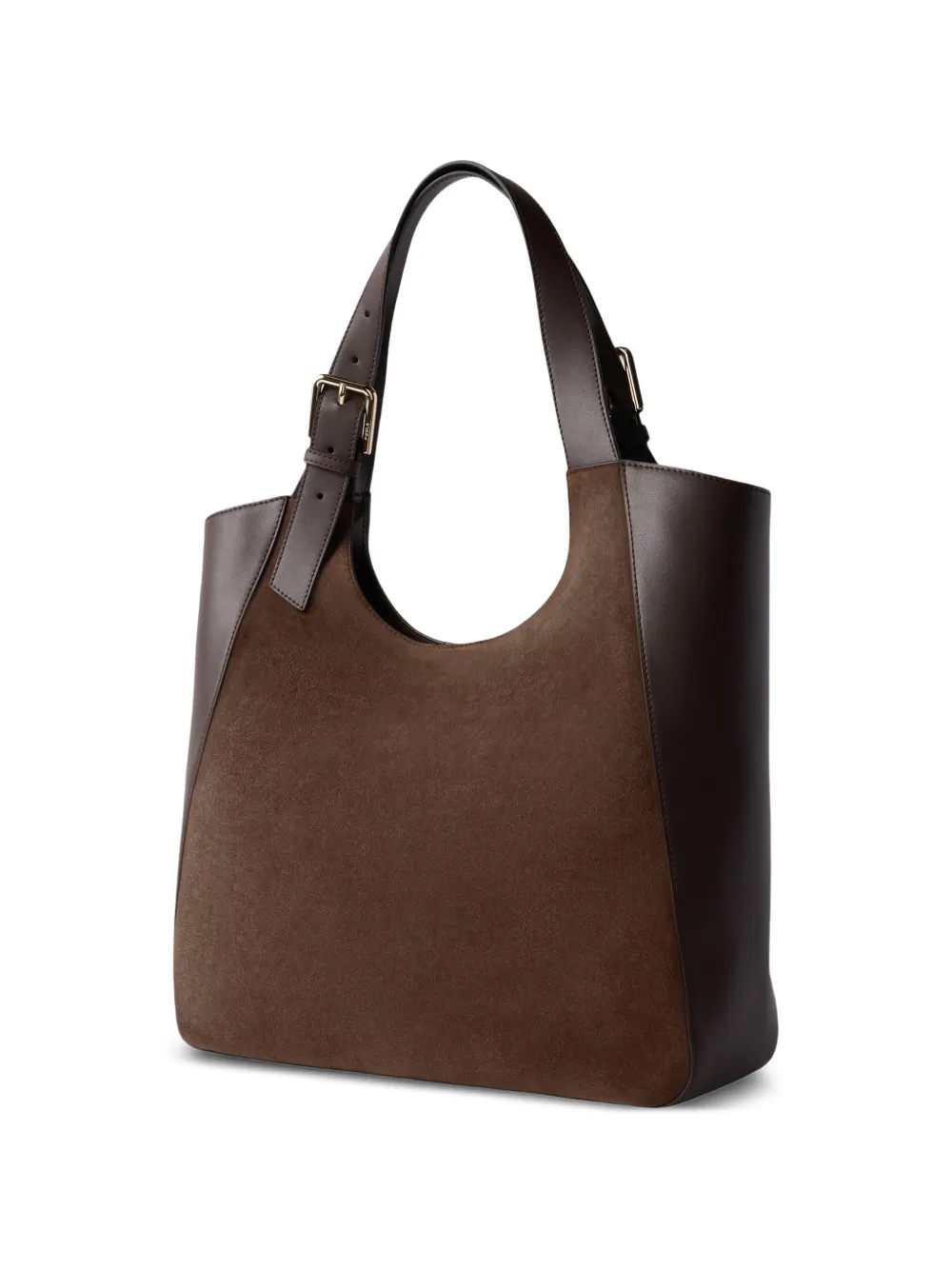 Furla Grote leren shopper met suède vlak Bruin