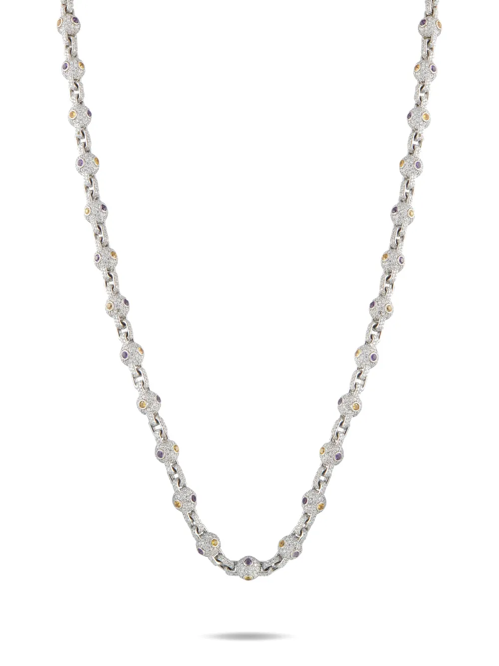 Pre-owned Eliantte Diamond Ball-chain Necklace In Silver