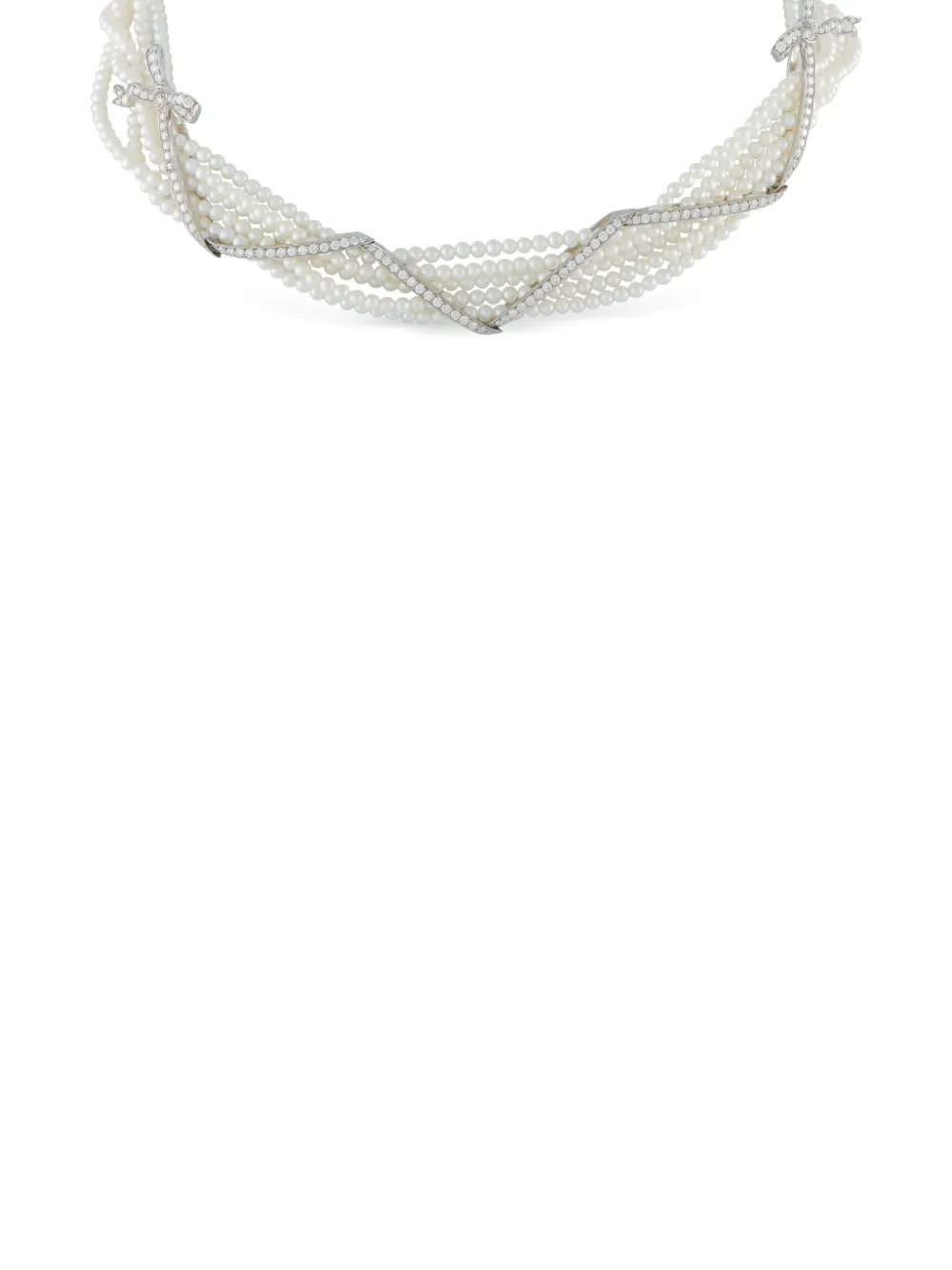 RAYMOND C. YARD Raymond C. Yard diamond and pearl five-strand necklace - Argento
