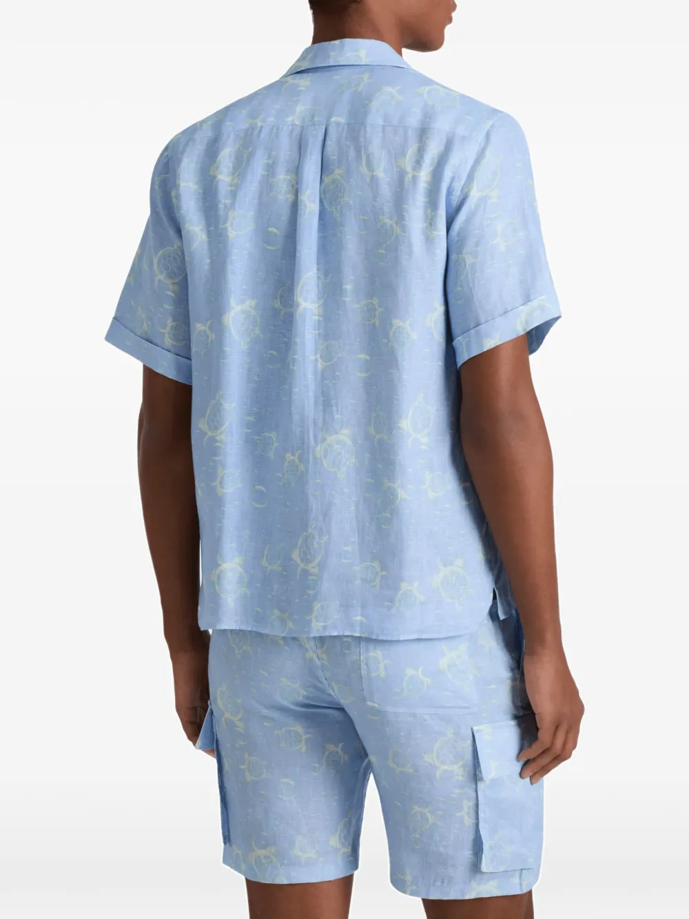 Vilebrequin Bowlingshirt met schildpadprint Blauw