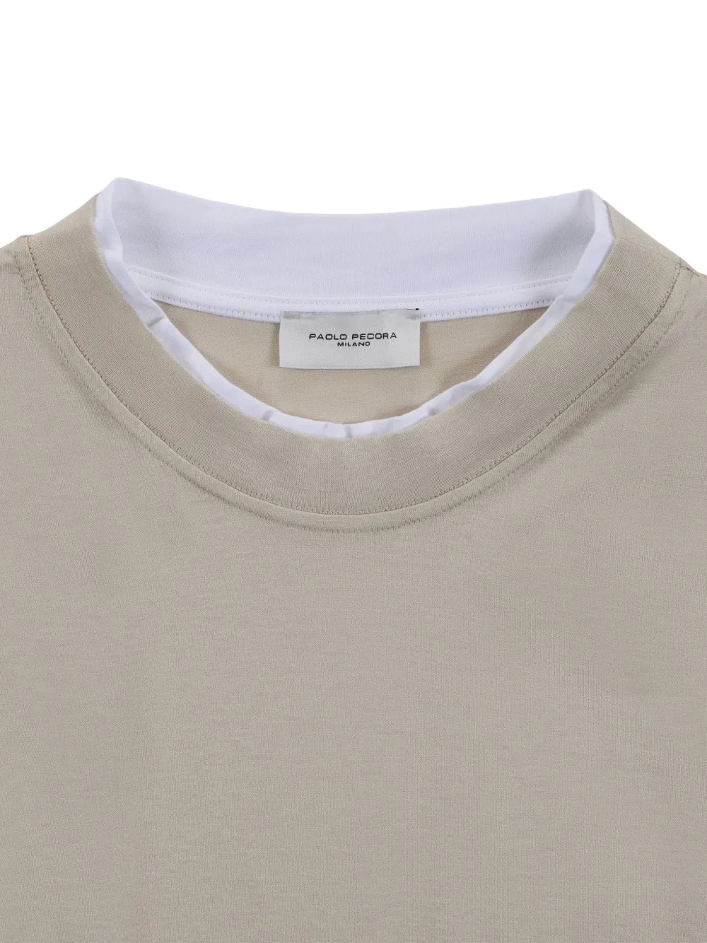 Paolo Pecora Ruimvallend T-shirt met dubbele laag Beige