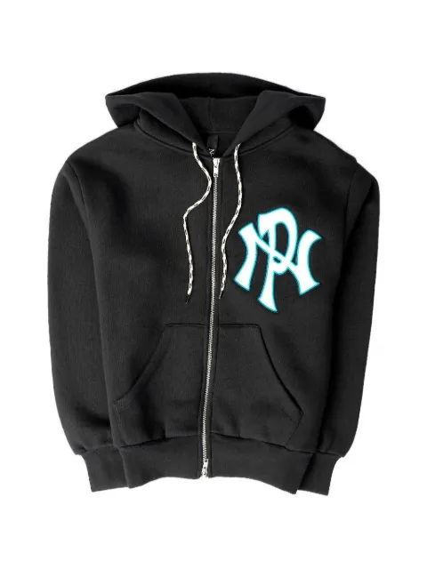 NO PROBLEMO logo-embroidered zip-up hoodie