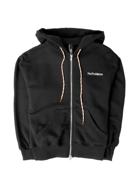 NO PROBLEMO logo-print zip-up hoodie