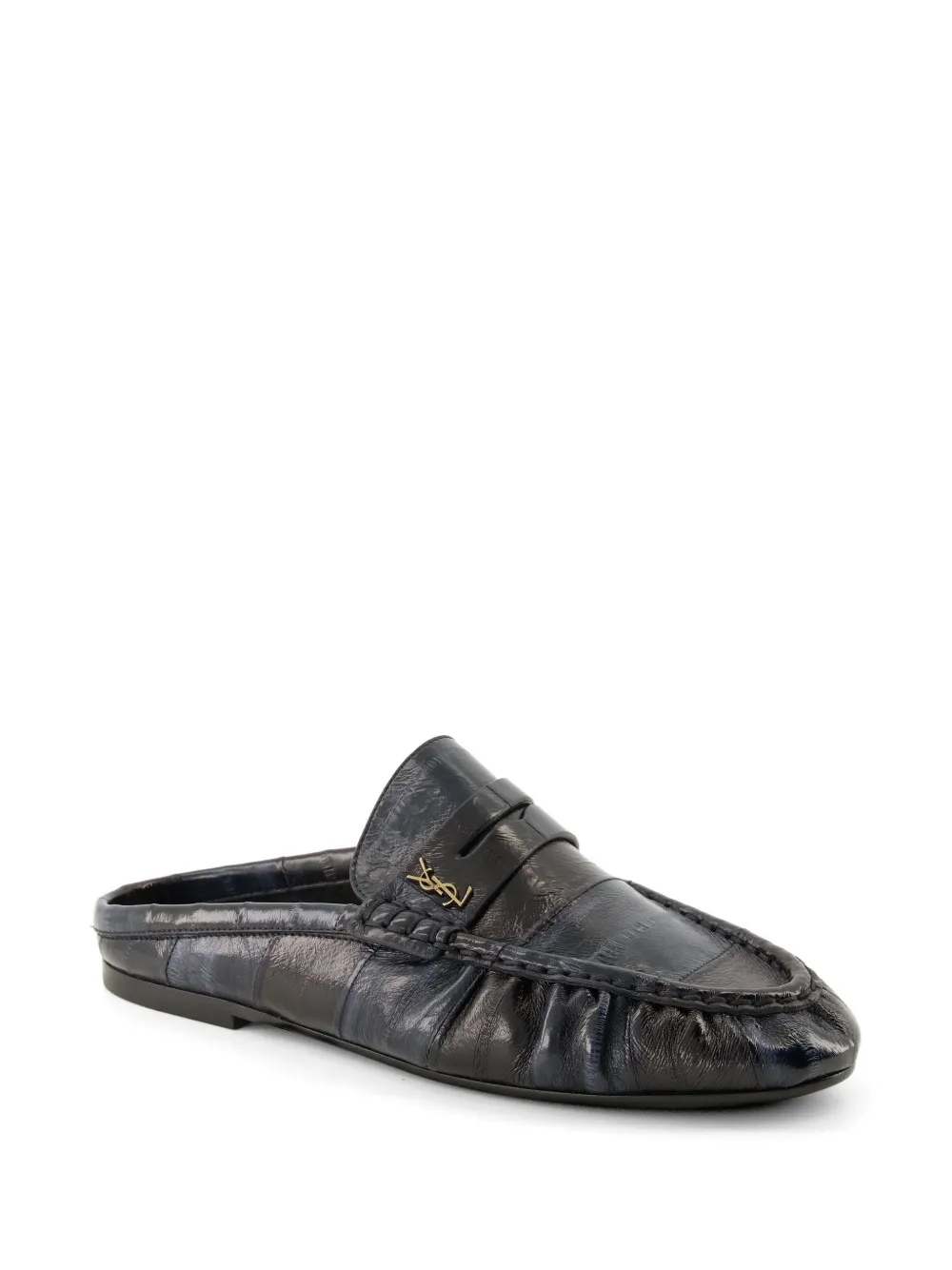 Saint Laurent Cassandre eel-leather mules Blauw