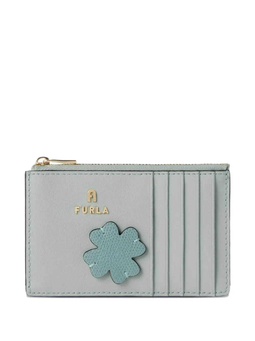 Furla Camelia medium flower-patch card case - Blu