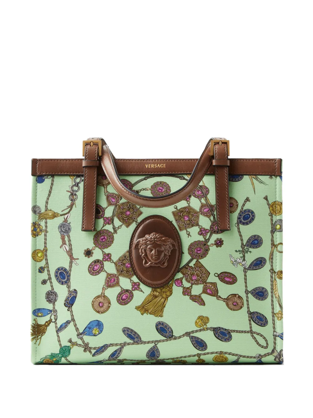 Versace Rivière printed canvas tote - Green