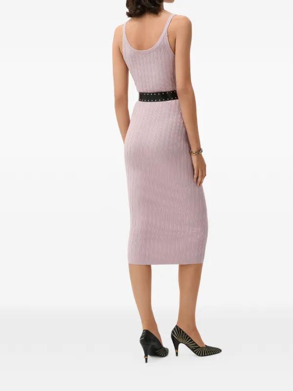 versace knit dress Versace Viscose Mesh Ribbed Knit Midi Dress, Female, Black, 44