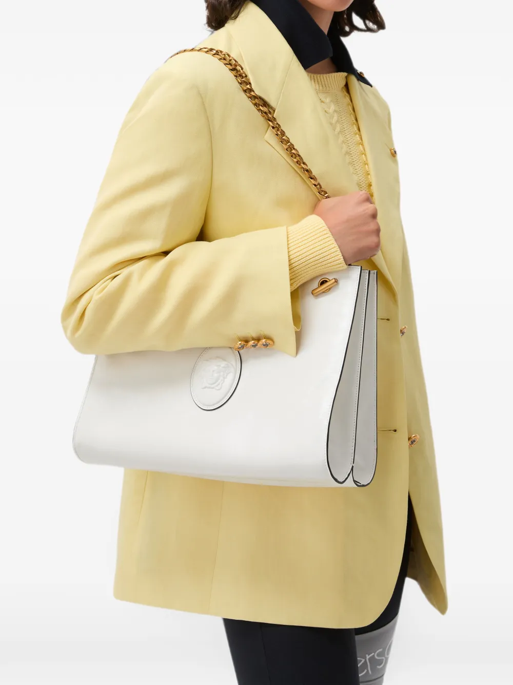 Versace Cabine leren schoudertas Wit