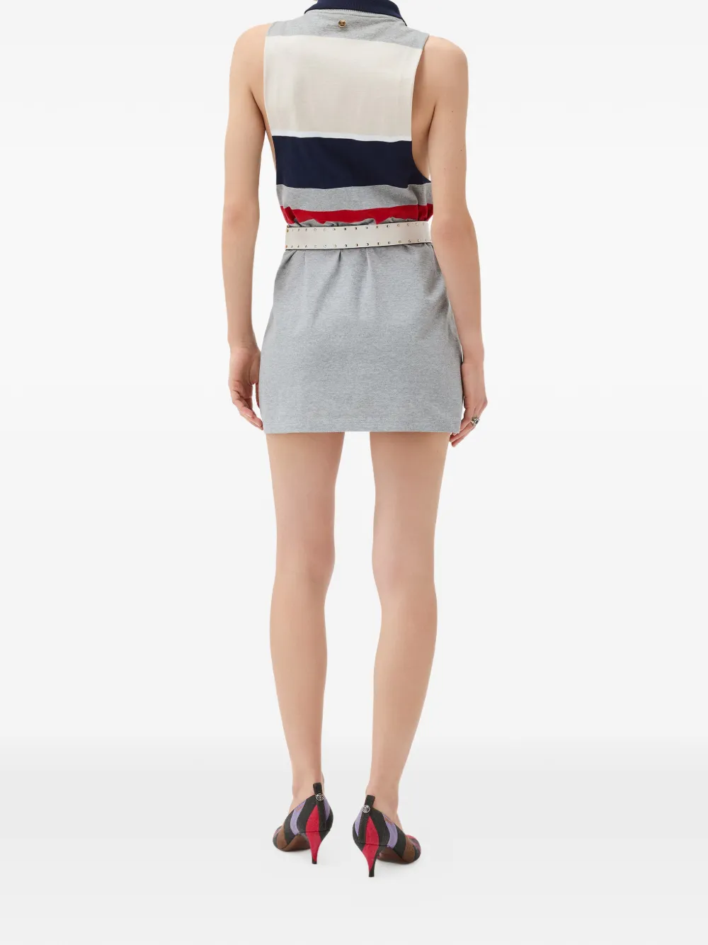 Versace Gestreepte mini-jurk van katoen-jersey Grijs